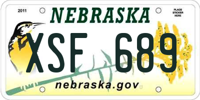 NE license plate XSF689
