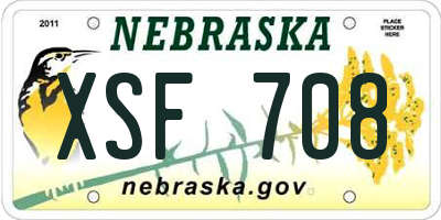 NE license plate XSF708