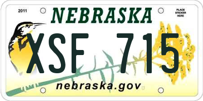 NE license plate XSF715