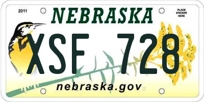 NE license plate XSF728