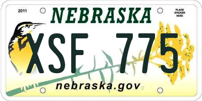 NE license plate XSF775