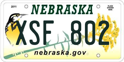 NE license plate XSF802