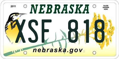 NE license plate XSF818