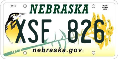 NE license plate XSF826