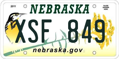 NE license plate XSF849