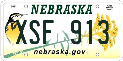 NE license plate XSF913