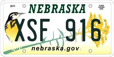 NE license plate XSF916