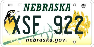 NE license plate XSF922