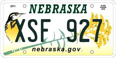 NE license plate XSF927