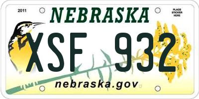 NE license plate XSF932