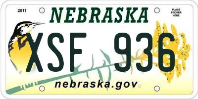 NE license plate XSF936