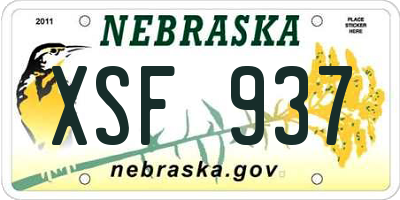 NE license plate XSF937