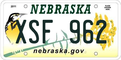 NE license plate XSF962