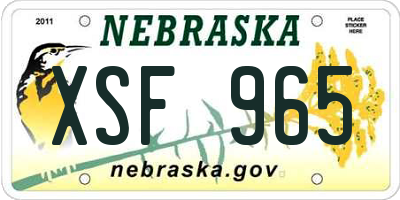 NE license plate XSF965