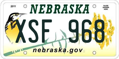 NE license plate XSF968