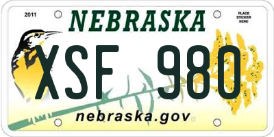 NE license plate XSF980