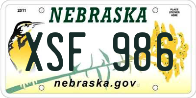 NE license plate XSF986