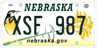 NE license plate XSF987