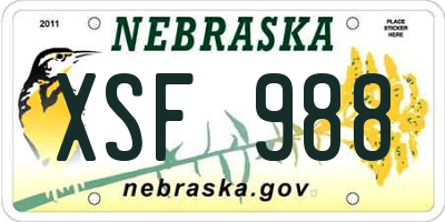 NE license plate XSF988