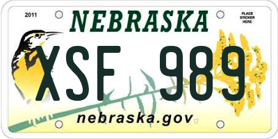 NE license plate XSF989