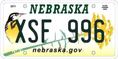 NE license plate XSF996