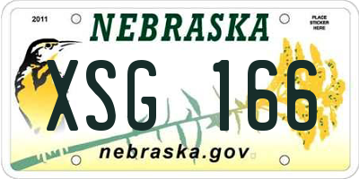 NE license plate XSG166