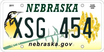 NE license plate XSG454
