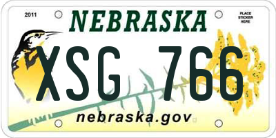 NE license plate XSG766