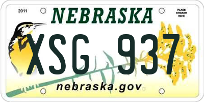 NE license plate XSG937