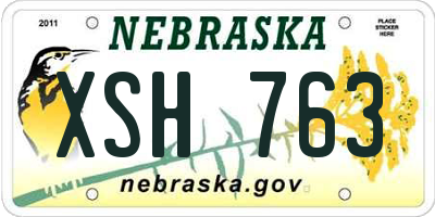 NE license plate XSH763