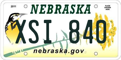 NE license plate XSI840