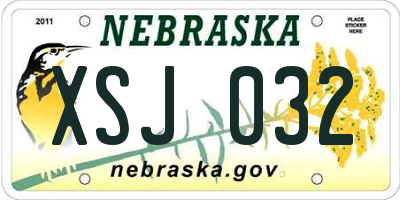 NE license plate XSJ032