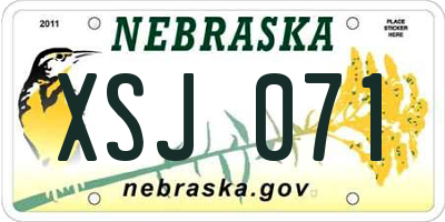 NE license plate XSJ071