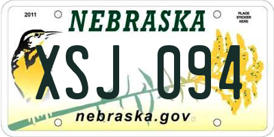 NE license plate XSJ094