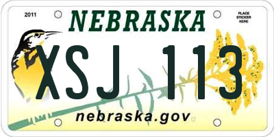 NE license plate XSJ113