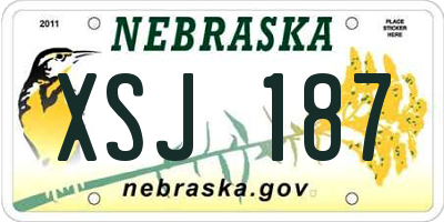 NE license plate XSJ187