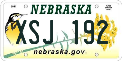 NE license plate XSJ192