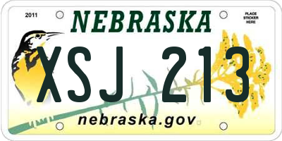 NE license plate XSJ213