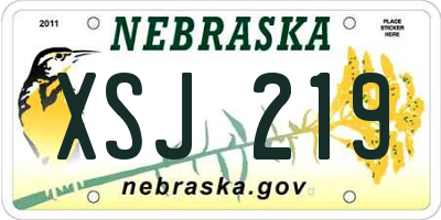 NE license plate XSJ219
