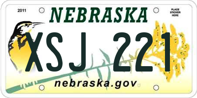 NE license plate XSJ221