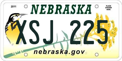 NE license plate XSJ225