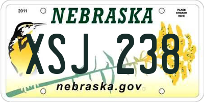 NE license plate XSJ238