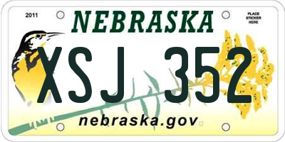 NE license plate XSJ352
