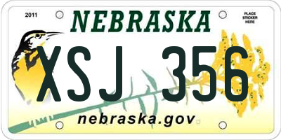 NE license plate XSJ356