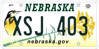 NE license plate XSJ403