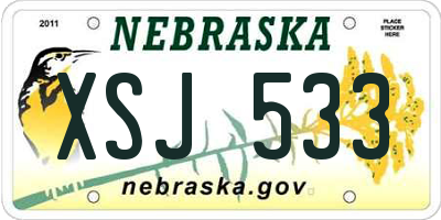 NE license plate XSJ533