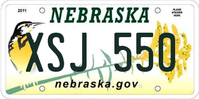 NE license plate XSJ550