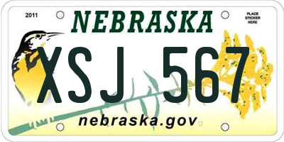 NE license plate XSJ567