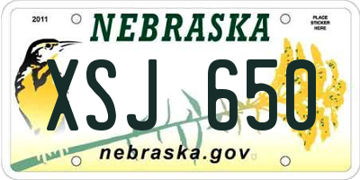 NE license plate XSJ650
