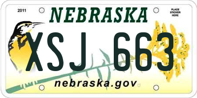 NE license plate XSJ663